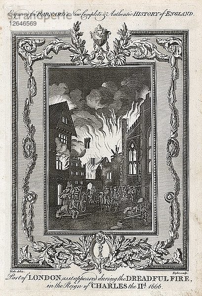 Großer Brand von London  1666 (um 1783). Künstler: Taylor.