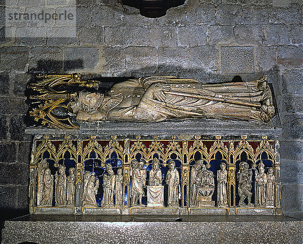 Grabmal des Heiligen Narziss. Skulptur aus Kalkstein und Alabaster mit Spuren von Polychromie und Bl?