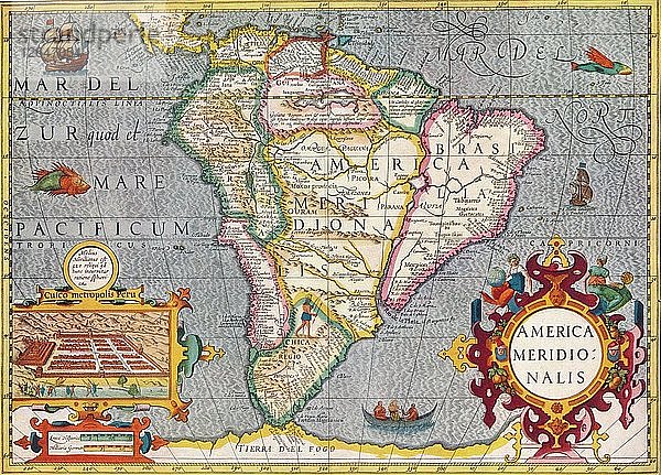 Südamerika (America Meridionalis): aus dem Atlas von Gerardus Mercator  1633  (1936). Künstler: Gerardus Mercator.