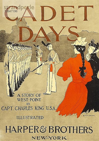 Titelblatt für Cadet Days  von Capt. Charles King U.S.A.  Pub. New York  1894 (Farblithographie)