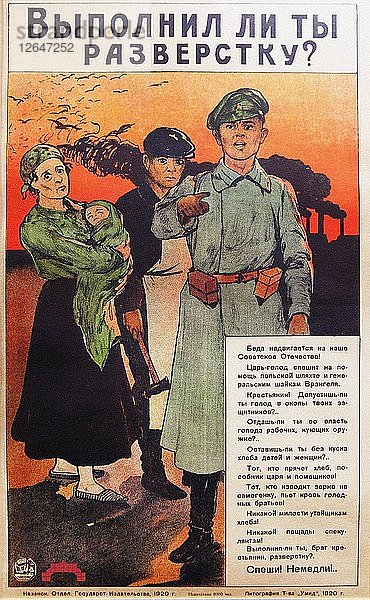 Haben Sie Ihre Prodrazvyorstka (Getreidelieferungspflicht) erfüllt?  1920.