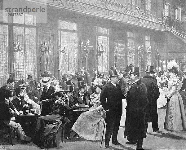La Sortie Des Theatres - LHeure Du Chocolat  1900. Künstler: Unbekannt.