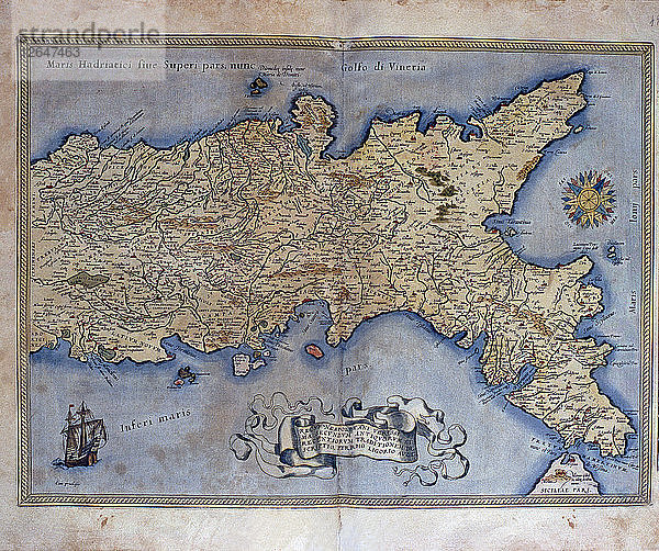 Theatrum Orbis Terrarum von Abraham Ortelius  Antwerpen  1574  Karte des Königreichs Neapel.