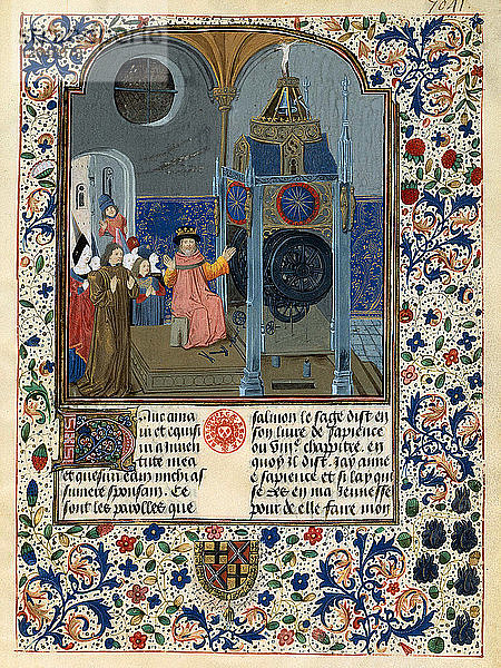 Louis de Gruuthuse vor einer astronomischen Uhr (Aus: Horloge de Sapience von Henri Suso)  ca. 1470-