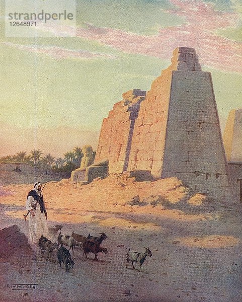 Pylon in Karnak  um 1880  (1904). Künstler: Robert George Talbot Kelly.