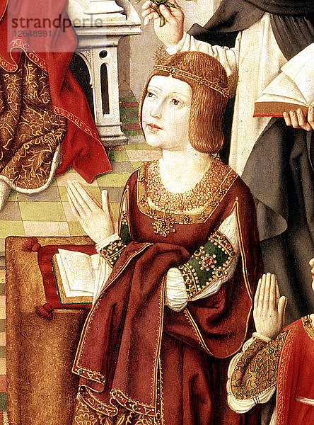 Porträt von Isabel der Katholischen  Bildausschnitt Jungfrau der Katholischen Könige 1490.