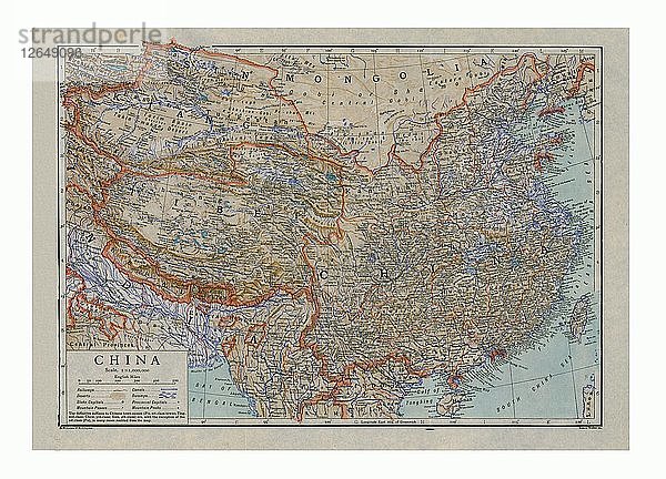 Karte von China  um 1910. Künstler: HW Cribb  Emery Walker Ltd.