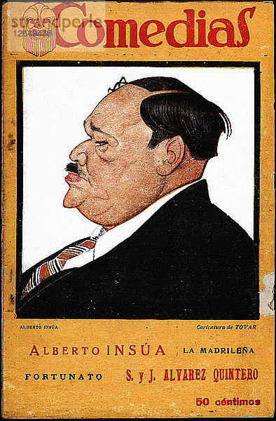 Umschlag der Publikation Comedias. Karikatur von Alberto Alvarez Insúa Escobar (1885-1963). Sig?