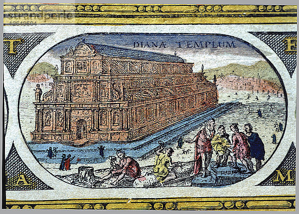 Tempel der Diana  kolorierter Stich aus dem Buch Le Theatre du monde oder Nouvel Atlas  164?