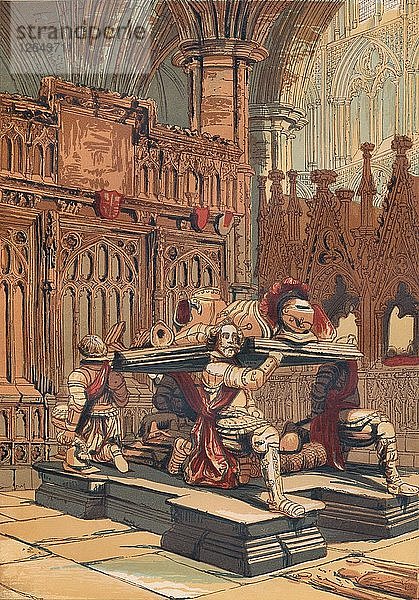 Grabmal von Sir Francis Vere in der Westminster Abbey  um 1845  (1864). Künstler: Unbekannt.