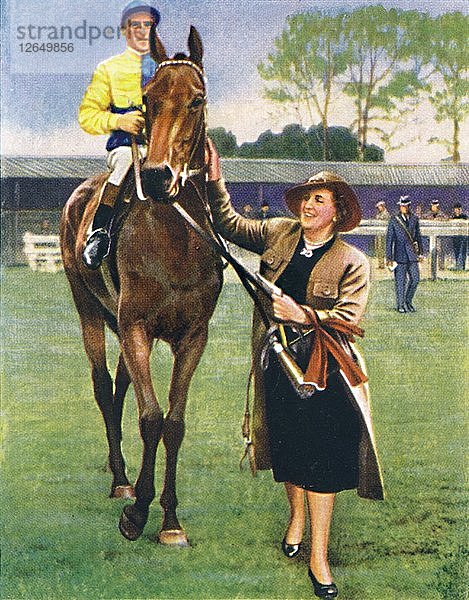 Black Speck  Jockey: A. Richardson  1939. Künstler: Unbekannt.