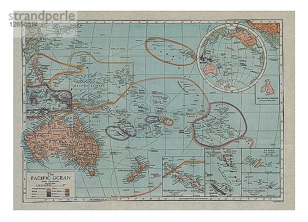 Karte des Pazifischen Ozeans  um 1910. Künstler: Emery Walker Ltd.