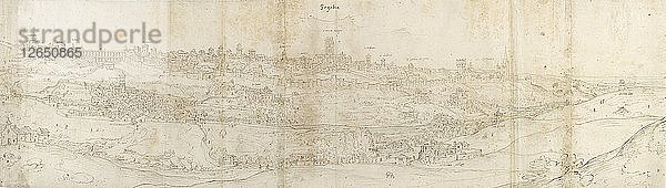 Panoramablick auf Segovia von Osten  um 1550-1560. Künstler: Anthonis van den Wyngaerde.