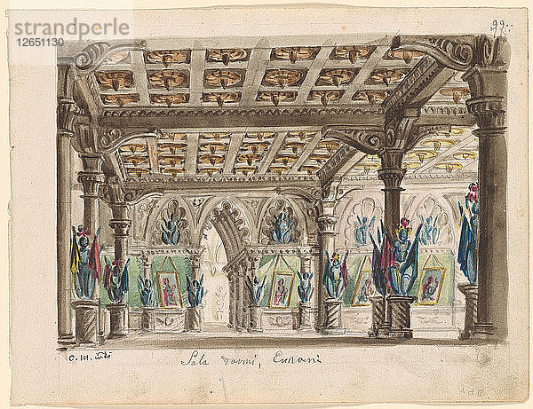 Bühnenbild für die Oper Ernani von Giuseppe Verdi.
