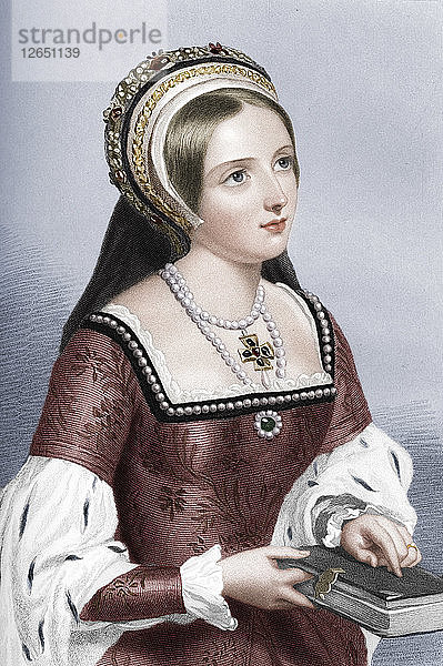 Catherine Parr (1512-1548)  die sechste Frau von König Heinrich VIII.  1851. Künstler: William Henry Mote.