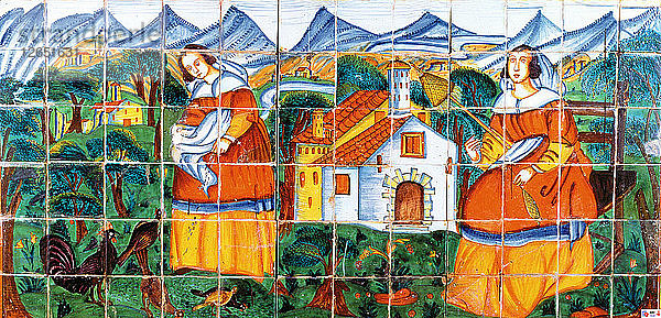 Keramik mit Szenen aus dem Leben des Heiligen Isidro und seiner Frau Santa Maria de la Cabeça  Detail ?