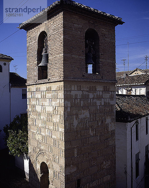 Detail des alten arabischen Minaretts der Kirche von San José in Granada  im Stadtteil Albaicin.