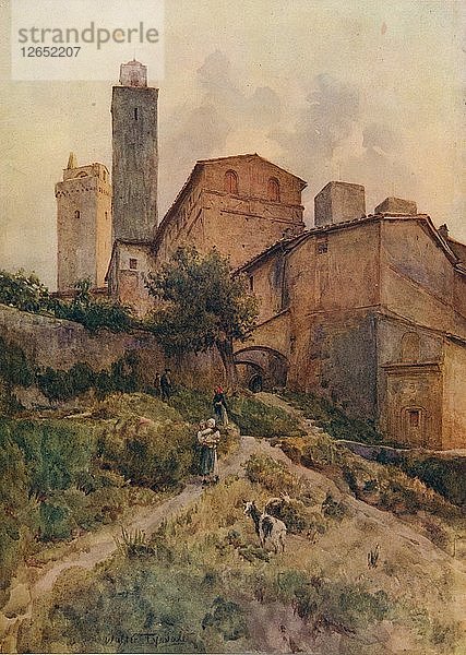 Via Capassi  San Gimignano  um 1900 (1913). Künstler: Walter Frederick Roofe Tyndale.