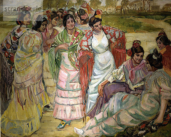 Frauen mit Kopftuch von Francis Iturrino.