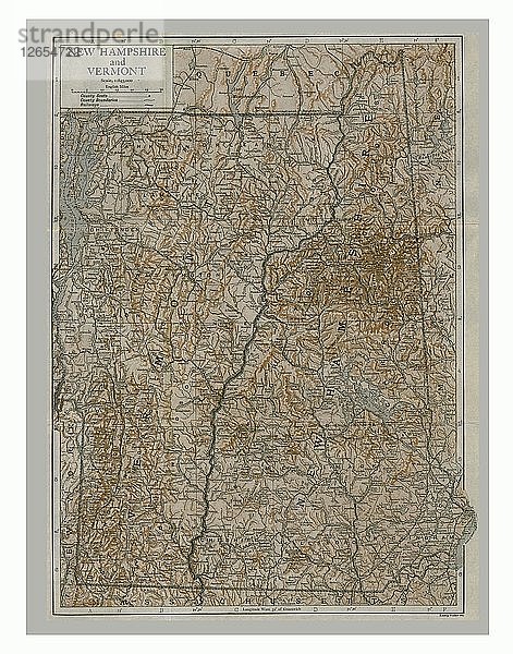Karte von New Hampshire und Vermont  USA  um 1900. Künstler: Emery Walker Ltd  Emery Walker.