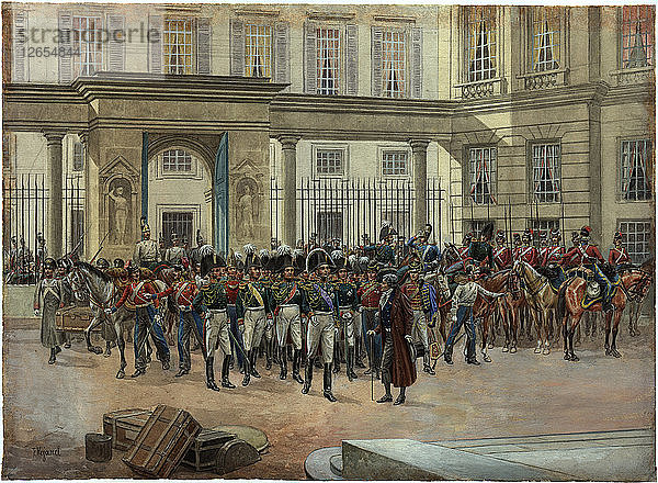 Kaiser Alexander I. im Innenhof des Hauses Talleyrands in Paris.