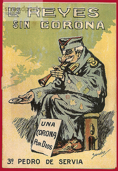 Satirischer Comic Los reyes sin corona (Ungekrönte Könige)  Peter von Servia  1918.
