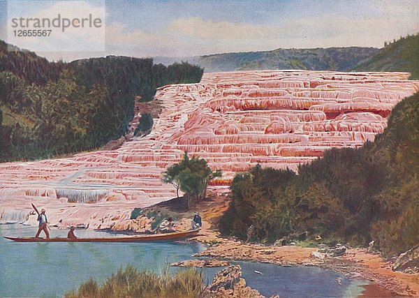 Die errötende Schönheit der rosa Terrassen Neuseelands vor ihrer völligen Zerstörung  um 1935. Künstler: ENA.