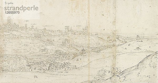 Panoramablick auf Segovia von Osten  um 1560-1570. Künstler: Anthonis van den Wyngaerde.