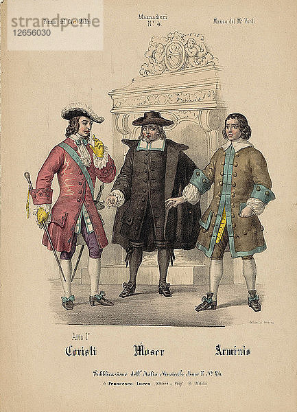 Kostümentwurf für die Oper I masnadieri von Giuseppe Verdi  1847-1848.