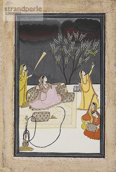 Die Ragini Dhanasari (Desi) des Raga Dipaka  um 1820. Künstler: Unbekannt.