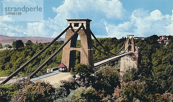 Clifton-Hängebrücke vom Observatorium aus  um 1940. Künstler: Unbekannt.