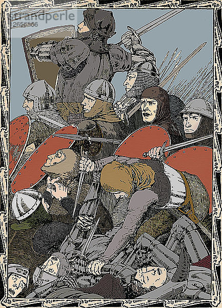 In der Schlacht von Agincourt  1902. Künstler: Patten Wilson.