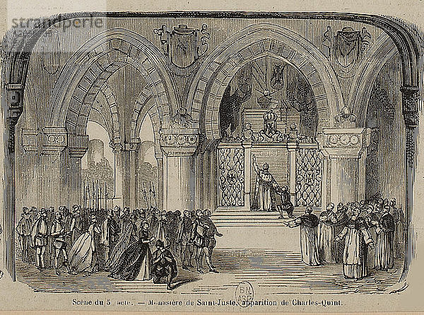 Szene aus der Oper Don Carlos von Giuseppe Verdi. Paris  Théâtre de lOpéra-Le Peletier  11.03.1867