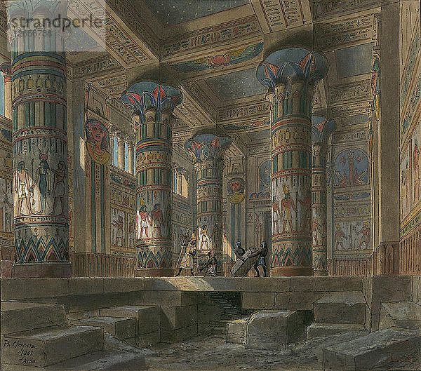 Bühnenbild für die Oper Aida von Giuseppe Verdi. Paris  Théâtre national de lOpéra  1880.