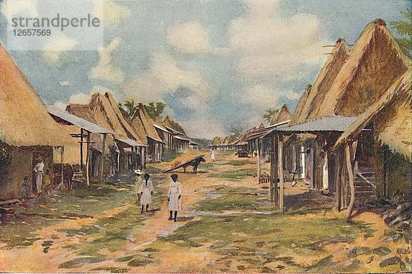 Ein Eingeborenendorf  Panama  1916. Künstler: Panama Marine.