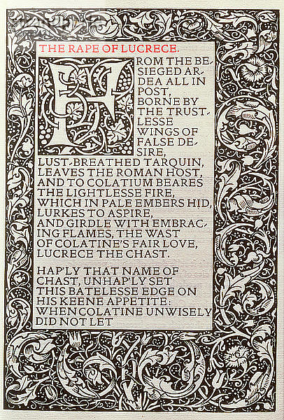 Cover der Gedichte von Shakespeare Die Vergewaltigung der Lucretia  veröffentlicht 1593.