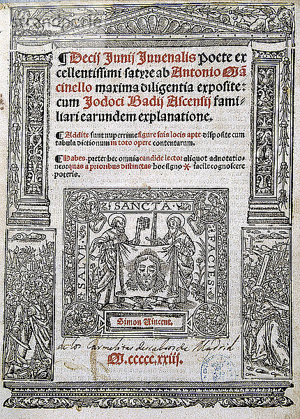 Umschlag des Stücks Satiren von Decimus Junius Juvenal  Ausgabe von 1523.