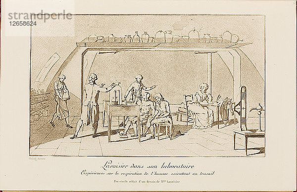 Lavoisier in seinem Labor  Anfang 19. Jahrhundert.