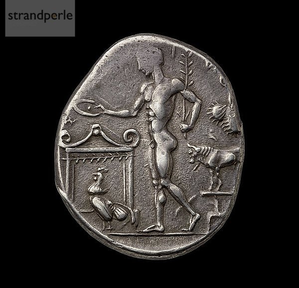 Antike griechische Silbermünze  450 v. Chr. Künstler: Unbekannt.