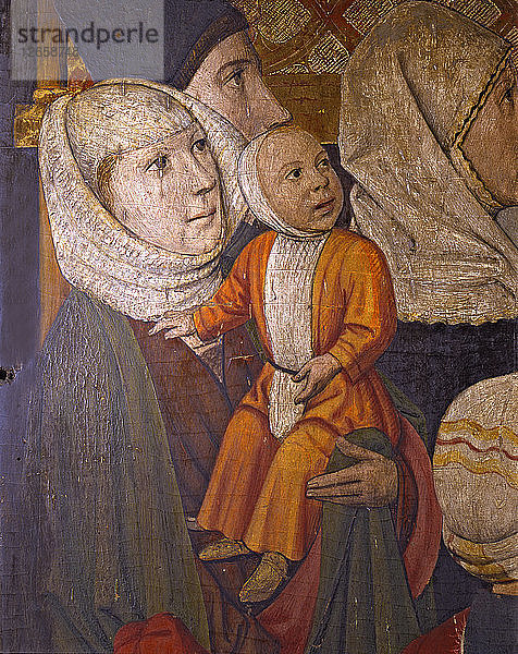 Detail des Altarbildes des Heiligen Vinzenz mit Persönlichkeiten der Zeit. Es stammt aus der Pfarrei von?