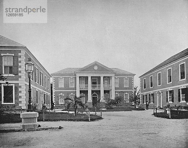 Die Regierungsgebäude in Nassau  19. Jahrhundert. Künstler: Unbekannt.
