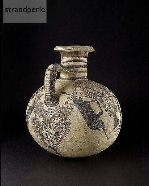 Bichrom IV tonnenförmiger kypro-phönizischer Krug  Kypro-archaische I-Periode  ca. 750 - ca. 600 v. Chr. Künstler: Unbekannt.