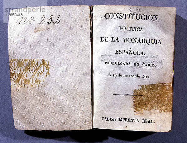 Ausgabe der Verfassung der spanischen Monarchie  die 1812 erlassen wurde.