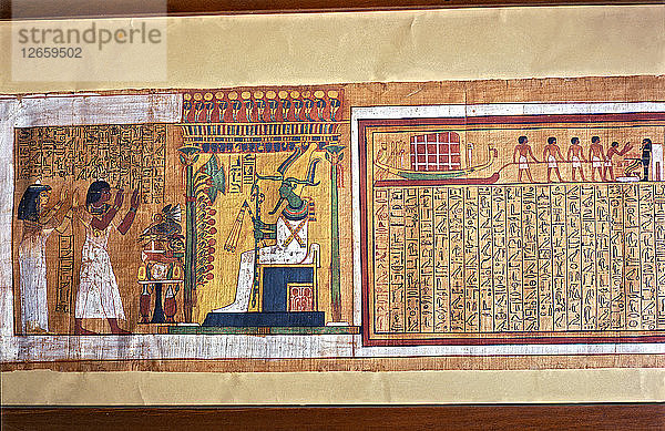 Anfang des Papyrus aus der Grabstätte von Ncha und Merite.