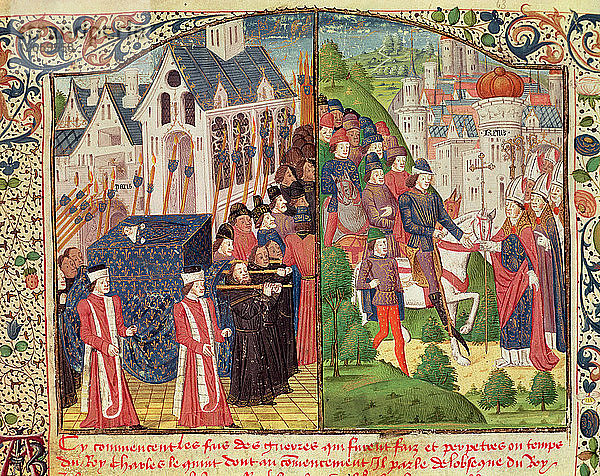 Begräbnis in Paris von Sankt Ludwig oder Ludwig IX  König von Frankreich (1270) und Einzug von Karl V. Die W?