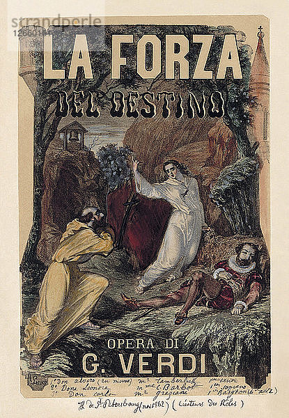 Plakat für die Oper La forza del destino von Giuseppe Verdi  um 1870.