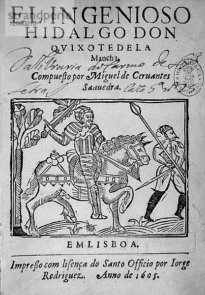 Einband von Don Quijote von La Mancha  Ausgabe Lissabon  Jorge Rodriguez  1605.