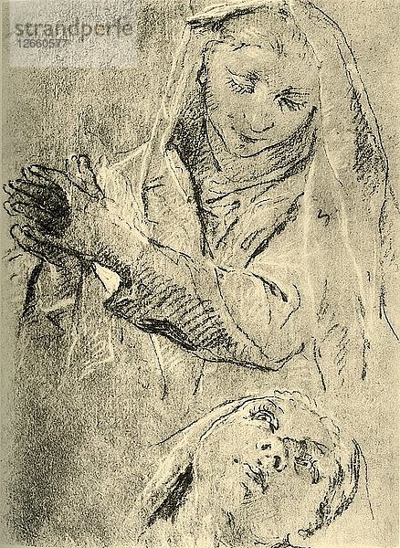 Studien einer Madonna  Mitte 18. Jahrhundert  (1928). Künstler: Giovanni Battista Tiepolo.