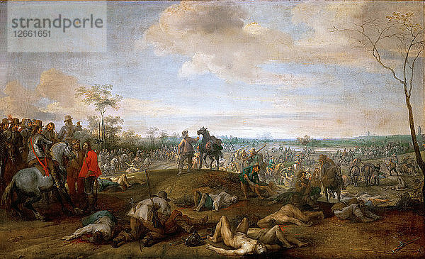 Schlachtfeld. Szene aus dem Dreißigjährigen Krieg  vor 1659.