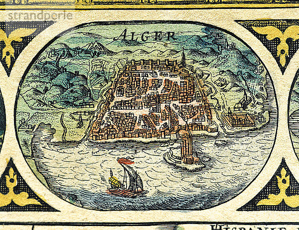 Algier  kolorierter Kupferstich aus dem Buch Le Theatre du monde oder Nouvel Atlas  1645  erstellt  ?